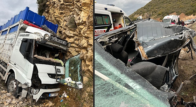 Isparta’da otomobil ile kamyonun çarpışması sonucu 3 kişi yaralandı