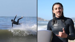 Antalya’da bir grup sporcu ocak ayında sörf yaptı