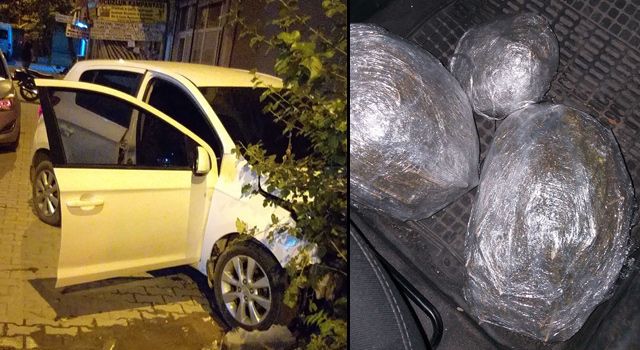 Polisten kaçarken kaza yaptı, araçtan 2,5 kilogram esrar çıktı