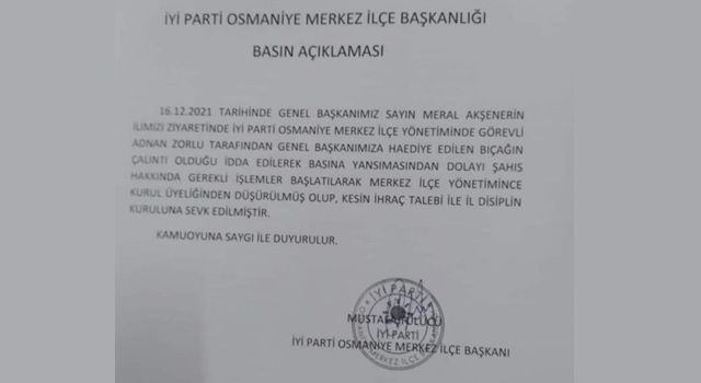 İYİ Parti Merkez İlçe Yönetiminden basın açıklaması