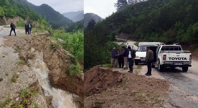 Heyelan, içme suyu hattına zarar verdi