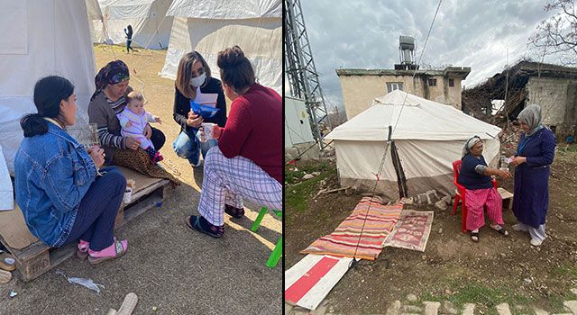 Depremzedelere çadır kentlerde sağlık eğitimleri