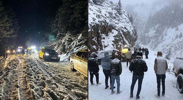 Alanya’da kar nedeniyle yayla yolunda mahsur kalan 33 kişi kurtarıldı