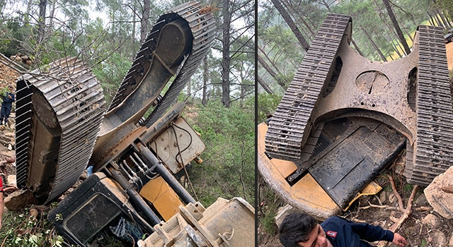 Mersin’de uçuruma devrilen iş makinesinin operatörü öldü