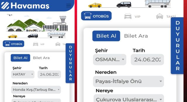 HAVAMAŞ'ın internet sitesinde Osmaniye sürprizi: İlçeler bağlandı