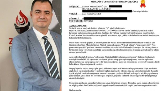 Zafer Partisi’nden Atatürk’e Hakaret Eden Şahıs Hakkında Suç Duyurusu