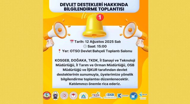 OTSO’da devlet destekleri toplantısı düzenlenecek