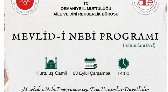 Osmaniye’de Kadınlara Özel Mevlid-i Nebi Programı