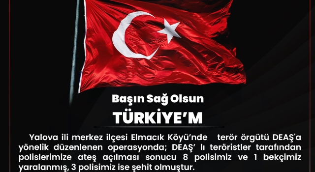 Osmaniye Valisi Dr. Erdinç Yılmaz’dan DEAŞ Şehitleri İçin Taziye