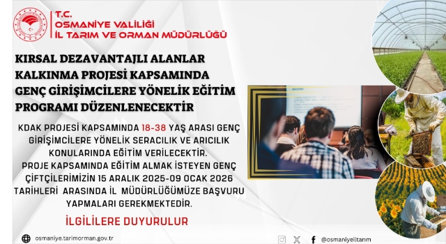 Osmaniye’de Genç Girişimcilere Yönelik Eğitim Programı Düzenlenecek