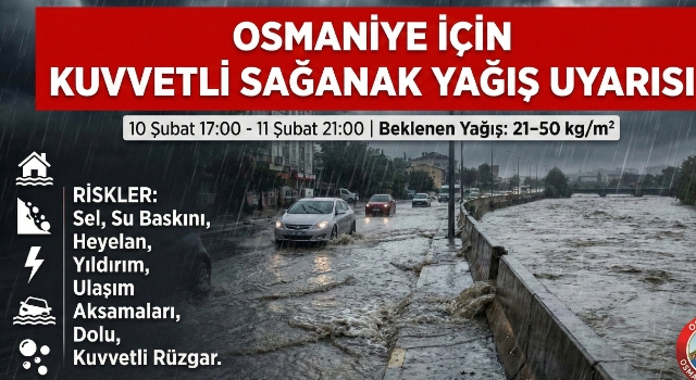 Osmaniye’de 2 Gün Sürecek Kuvvetli Yağış Bekleniyor