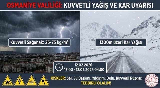 Osmaniye’de Kuvvetli Sağanak Alarmı! Yükseklerde Kar