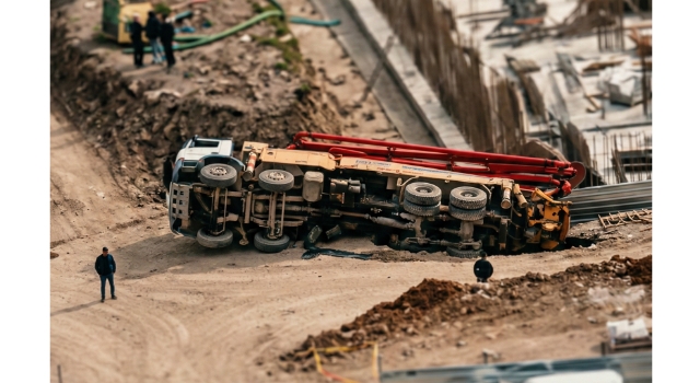 Bahçe’de Beton Mikseri İnşaatta Devrildi