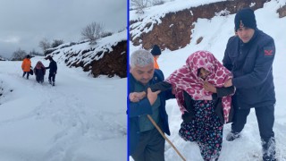 Kar nedeniyle yollar kapandı, mahsur kalan hastanın imdadına ekipler yetişti