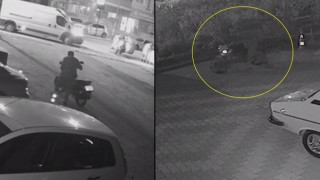 Motosiklet hırsızı kameralara yakalandı