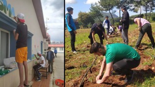 Gençler fide dikti, boyama ve peyzaj çalışması yaptı