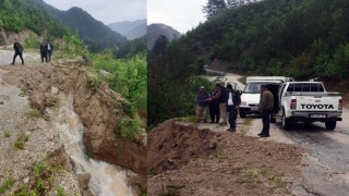 Heyelan, içme suyu hattına zarar verdi