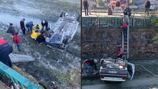 Osmaniye dere yatağına düşen otomobildeki anne ile kızı yaralandı