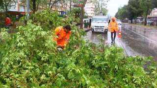 Antalya’da fırtınada devrilen ağaçlar ve uçan çatı parçaları ekiplerce temizlendi