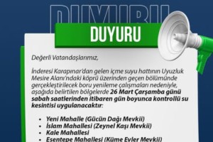 Bahçe Belediyesi'nden Su Kesintisi Uyarısı