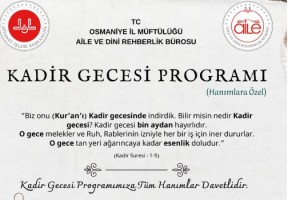 Osmaniye İl Müftülüğünden Hanımlara Özel Kadir Gecesi Programı
