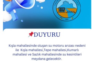 Toprakkale’de Su Motoru Arızası: 4 Mahallede Su Kesintisi Yaşanacak