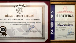 Osmaniye Öğretmenevi’ne D sınıfı hizmet ve kalite belgesi verildi
