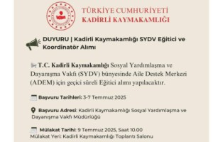 Kadirli SYDV, ADEM Projesi İçin Eğitici ve Koordinatör Alacak
