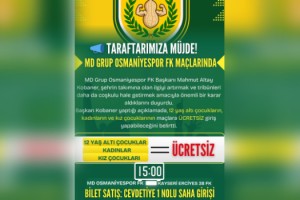 Osmaniyespor Maçlarında Kadınlara ve Çocuklara Ücretsiz Giriş