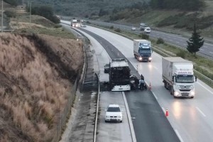 Osmaniye’de Yolcu Otobüsü Alev Aldı