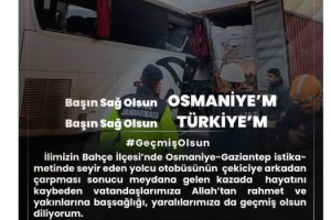 Vali Yılmaz’dan Bahçe’deki Feci Otobüs Kazası İçin Taziye Mesajı