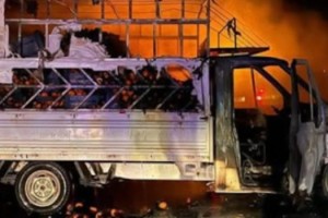 Bahçe Ayran Tüneli’nde Mandalina Yüklü Araç Alev Alev Yandı