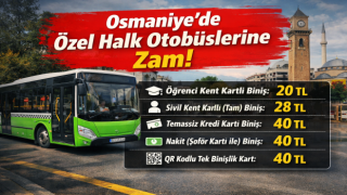 Osmaniye Özel Halk Otobüsleri Ücretlerine Zam Geldi