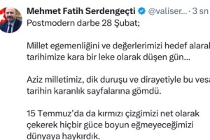 Vali Mehmet Fatih Serdengeçti’den 28 Şubat Mesajı