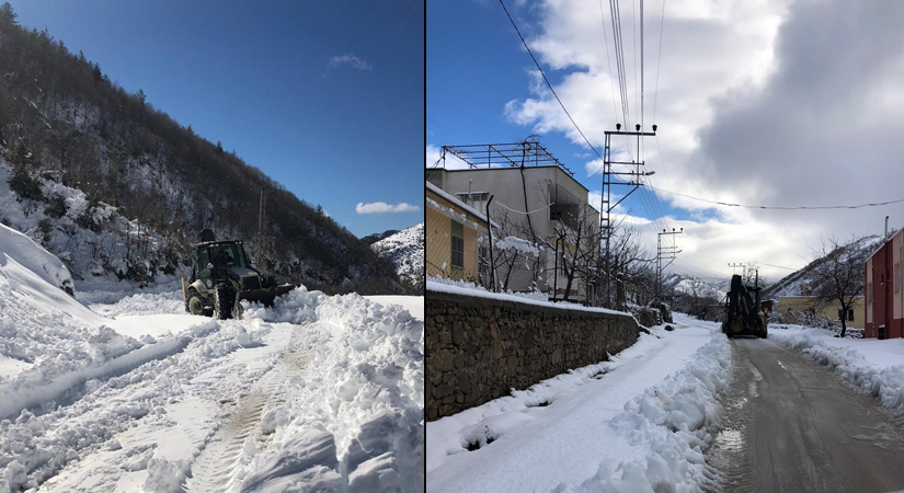 Karla kapanan Yayla ve Köy yolları açılıyor