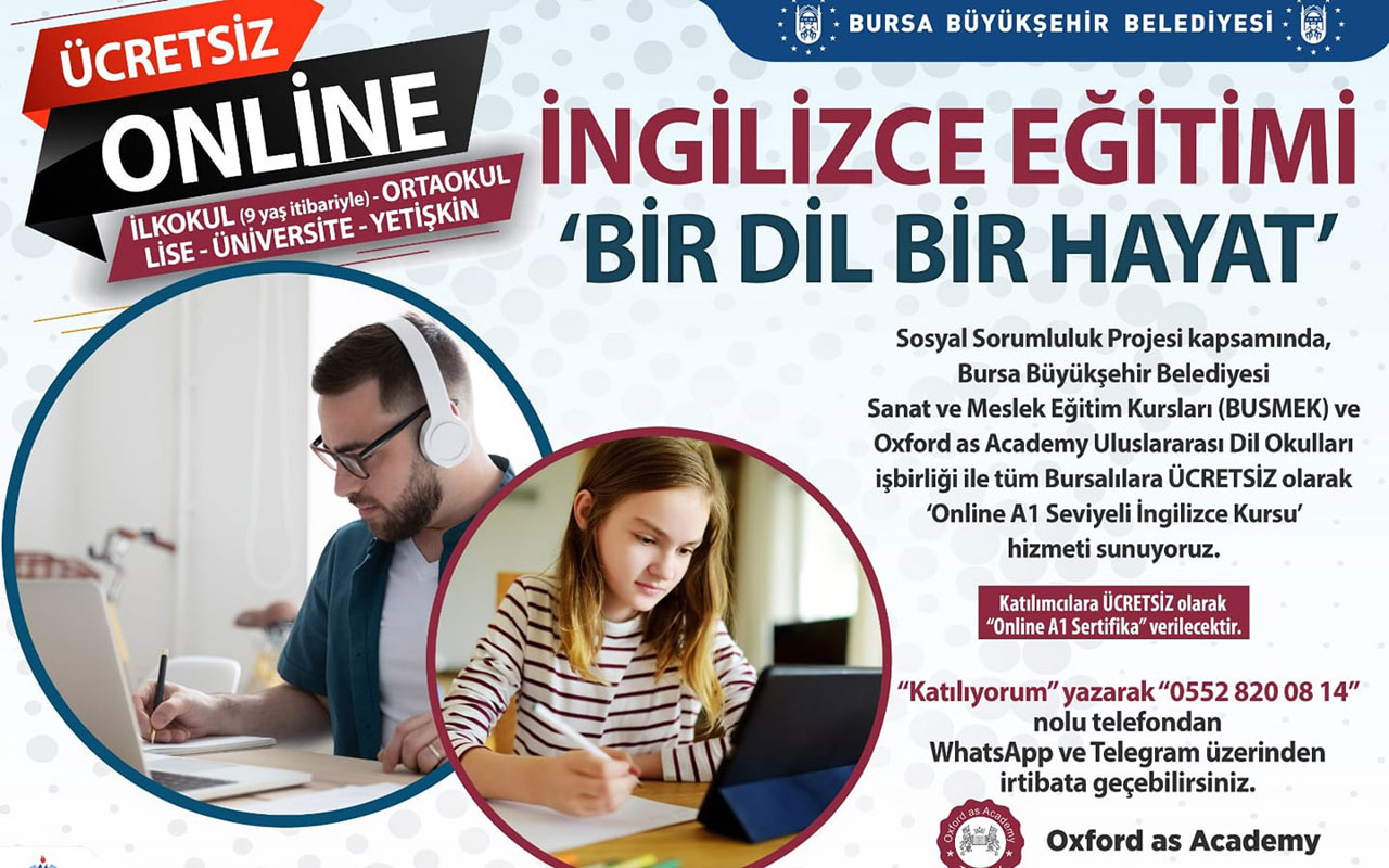 Bursalılara ücretsiz online İngilizce kursu